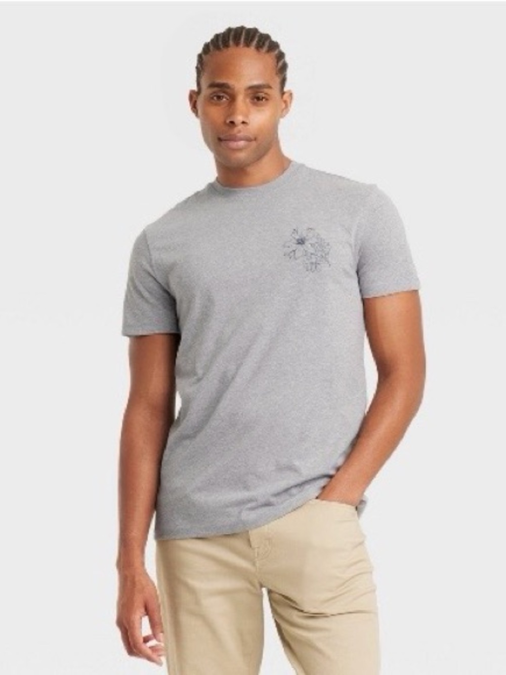 Goodfellow & Co Heather Gray Short Sleeve Crewneck Tee, Med